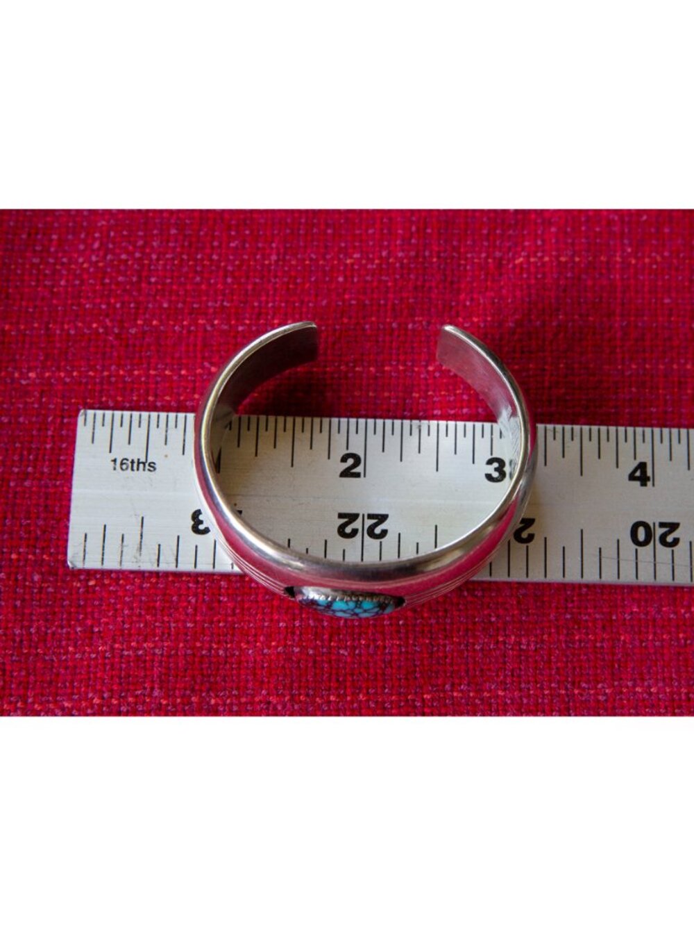 Jackson Navajo Sterling Silver Cuff Bracelet with Turquoise - Picture 6 of 7